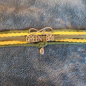 Green Bay Wisconsin braided latch charm bracelet